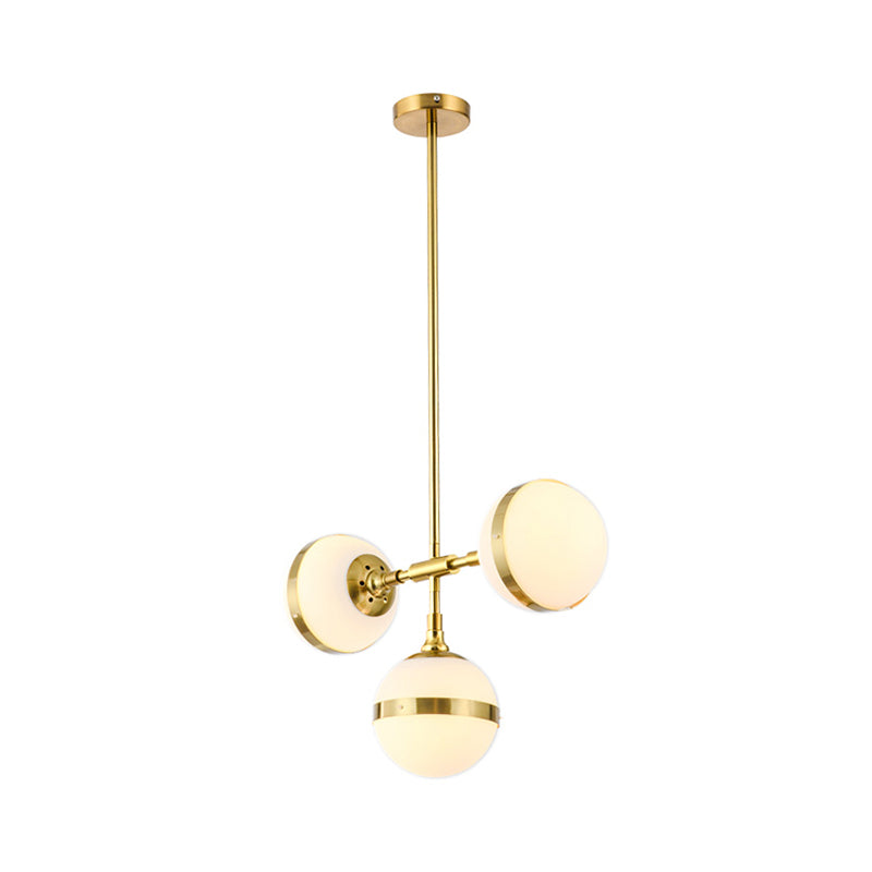 Gold Branch Hanging Lamp Kit Postmodern 3/5-Light White Ball Glass Suspension Pendant Light Clearhalo 'Ceiling Lights' 'Glass shade' 'Glass' 'Island Lights' Lighting' 1937688