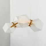 Frosted White Glass Honeycomb Island Lamp Modern Style 2/4/8-Light Brass Ceiling Hang Light for Living Room Clearhalo 'Ceiling Lights' 'Glass shade' 'Glass' 'Island Lights' Lighting' 1937749