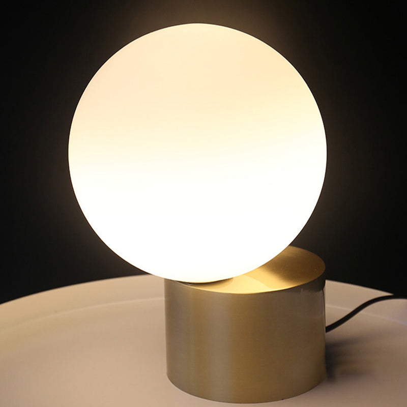 Postmodern 1 Head Table Lamp Gold Orb Mini Night Stand Light with Frosted White Glass Shade White without Remote Clearhalo 'Lamps' 'Table Lamps' Lighting' 1937776