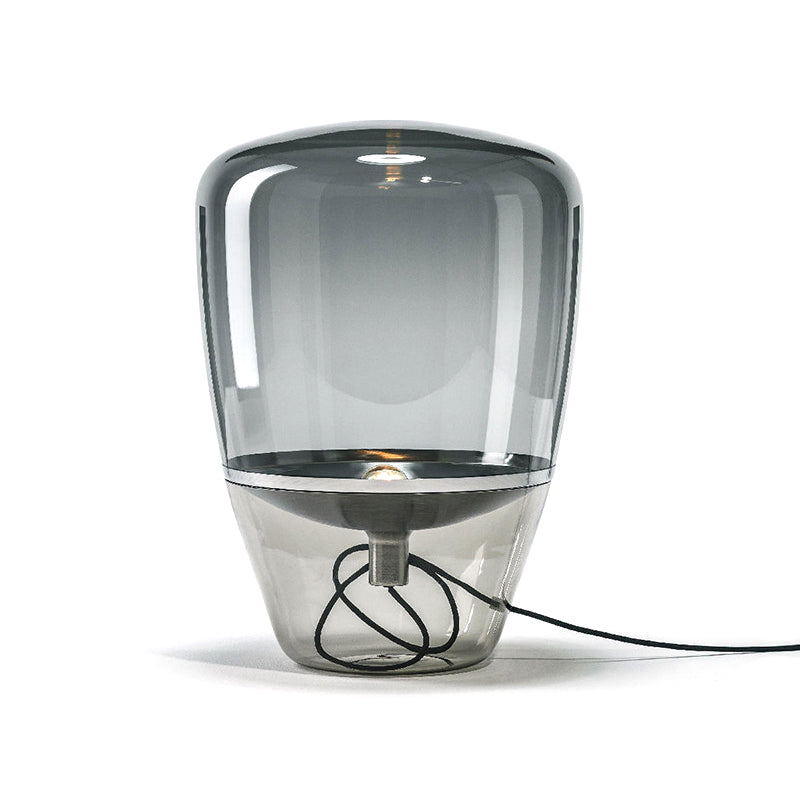 Clear/Smoke/Cognac Glass Triangle Night Light Postmodern 1 Head Table Lighting with Inner Saucer Shade in Black/Brass Clearhalo 'Lamps' 'Table Lamps' Lighting' 1937822