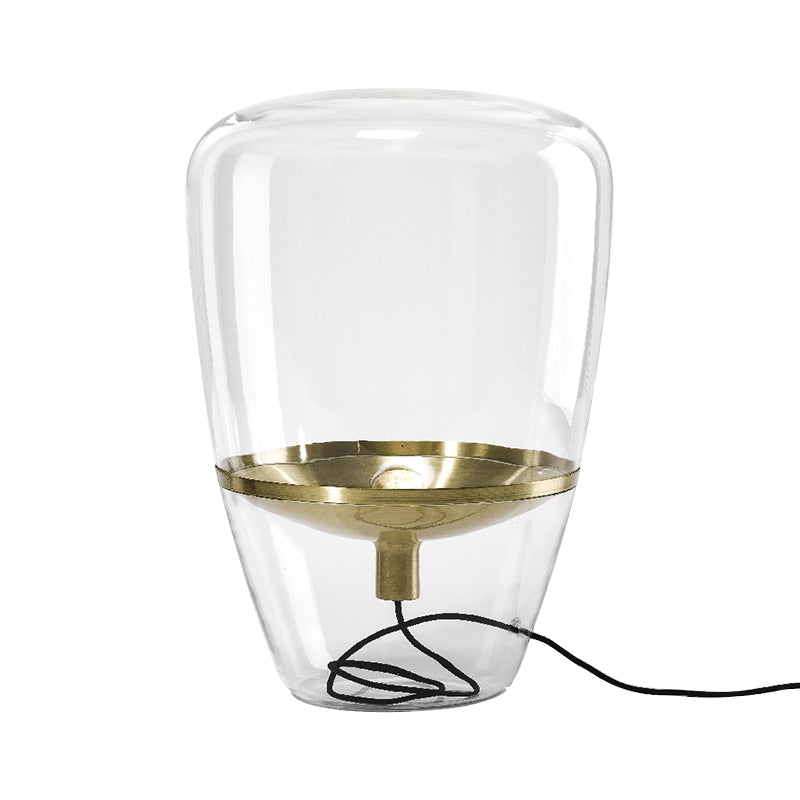 Clear/Smoke/Cognac Glass Triangle Night Light Postmodern 1 Head Table Lighting with Inner Saucer Shade in Black/Brass Clearhalo 'Lamps' 'Table Lamps' Lighting' 1937825
