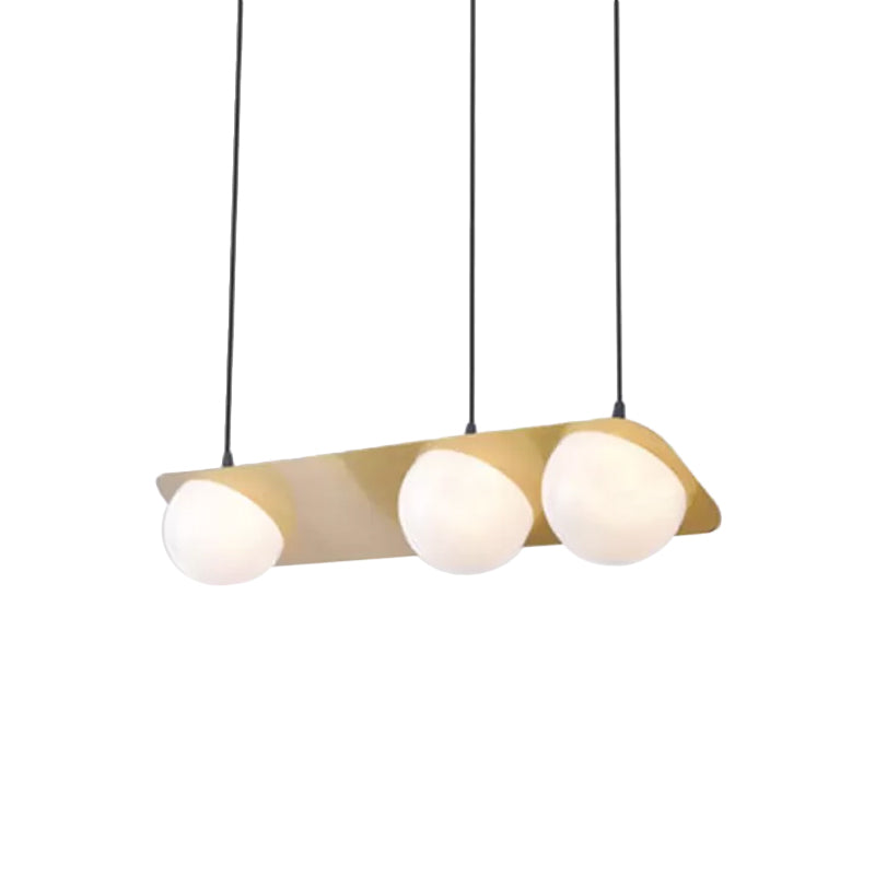 V/Z/Horizontal Chandelier Pendant Postmodern Frosted White Ball Glass 2/3/4 Heads Gold Hanging Ceiling Light Clearhalo 'Ceiling Lights' 'Chandeliers' 'Modern Chandeliers' 'Modern' Lighting' 1937877