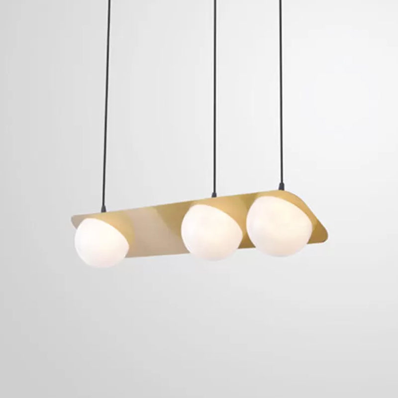 V/Z/Horizontal Chandelier Pendant Postmodern Frosted White Ball Glass 2/3/4 Heads Gold Hanging Ceiling Light Clearhalo 'Ceiling Lights' 'Chandeliers' 'Modern Chandeliers' 'Modern' Lighting' 1937878