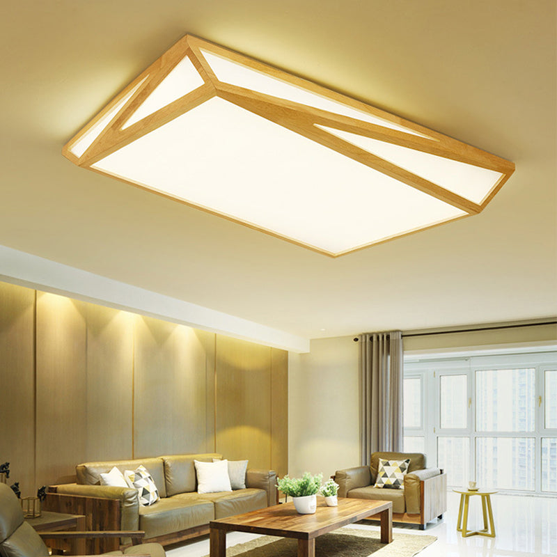 Box Spring Lighting Fixture Square/Rectangle Box Ceiling Fixture Modernism Wood Living Room LED ...