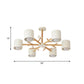 Wooden Branchlet Flush Chandelier Nordic 3/6/8 Heads White Semi Flush Ceiling Light with Ball Cream Glass/Cup Metal Shade Clearhalo 'Ceiling Lights' 'Close To Ceiling Lights' 'Close to ceiling' 'Semi-flushmount' Lighting' 1938001