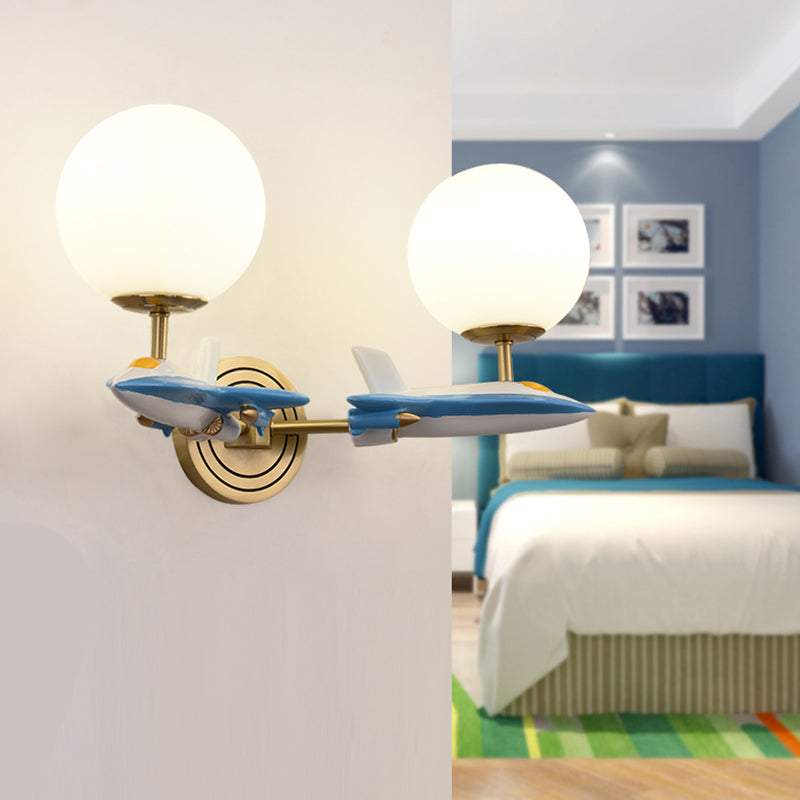 Living Room Sphere Wall Light with Airplane Glass Resin Contemporary Sconce Light Clearhalo 'Art deco wall lights' 'Cast Iron' 'Glass' 'Industrial' 'Middle century wall lights' 'Modern' 'Tiffany wall lights' 'Tiffany' 'Traditional wall lights' 'Wall Lamps & Sconces' 'Wall Lights' Lighting' 193803