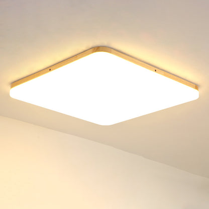 Thinnest Square/Rectangle Ceiling Light Simple Acrylic Living Room LED Flush Mounted Lamp in Beige, 13"/25"/37.5" Wide Wood Square Plate Clearhalo 'Ceiling Lights' 'Close To Ceiling Lights' 'Close to ceiling' 'Flush mount' Lighting' 1938046
