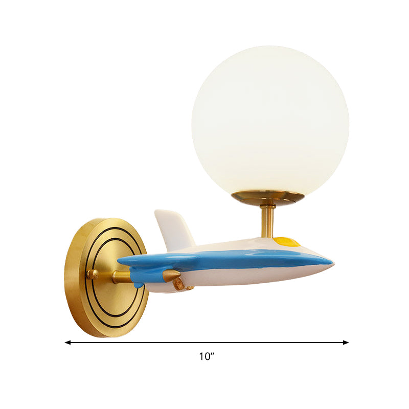 Living Room Sphere Wall Light with Airplane Glass Resin Contemporary Sconce Light Clearhalo 'Art deco wall lights' 'Cast Iron' 'Glass' 'Industrial' 'Middle century wall lights' 'Modern' 'Tiffany wall lights' 'Tiffany' 'Traditional wall lights' 'Wall Lamps & Sconces' 'Wall Lights' Lighting' 193812