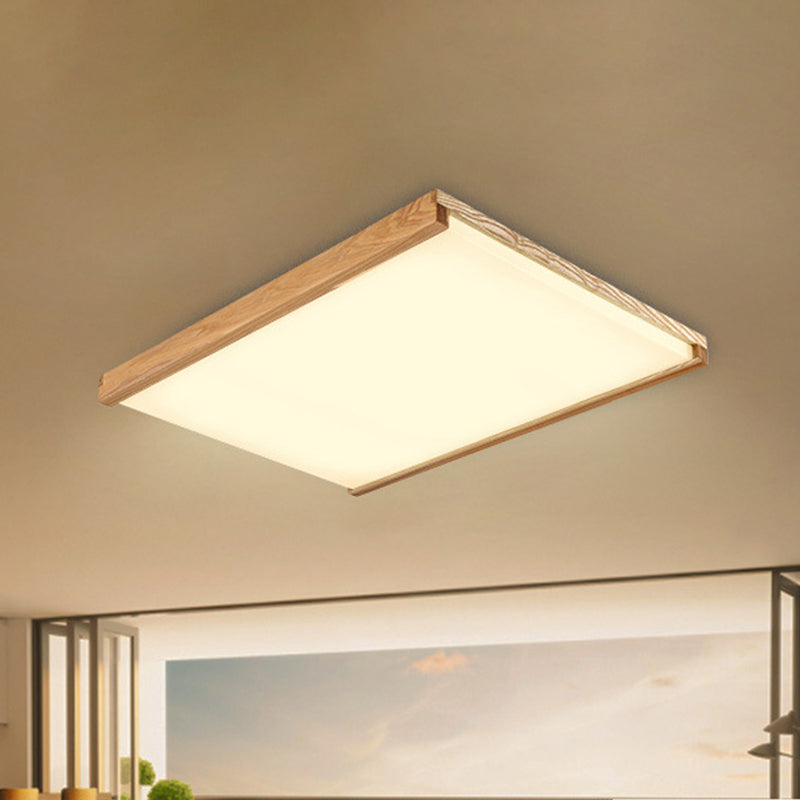 14.5"/25.5"/38" Wide Square Flushmount Nordic Acrylic Hotel Surface Mounted LED Ceiling Light in Warm/White Light Wood 38" Clearhalo 'Ceiling Lights' 'Close To Ceiling Lights' 'Close to ceiling' 'Flush mount' Lighting' 1938143
