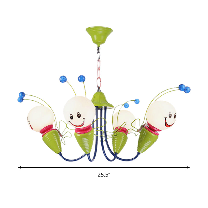 Little Caterpillar Kindergarten Chandelier Metal Cartoon Hanging Light in Green Clearhalo 'Ceiling Lights' 'Chandeliers' Lighting' options 193819