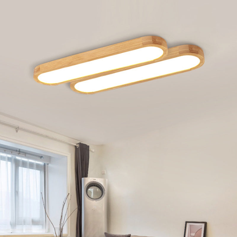 Minimalist Oblong Ceiling Lighting Wood Living Room LED Flush Mounted Light in Warm/White Light, 25.5"/35.5"/47" Long Clearhalo 'Ceiling Lights' 'Close To Ceiling Lights' 'Close to ceiling' 'Flush mount' Lighting' 1938191