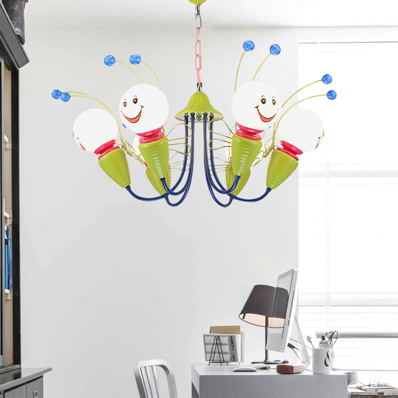 Little Caterpillar Kindergarten Chandelier Metal Cartoon Hanging Light in Green Clearhalo 'Ceiling Lights' 'Chandeliers' Lighting' options 193822