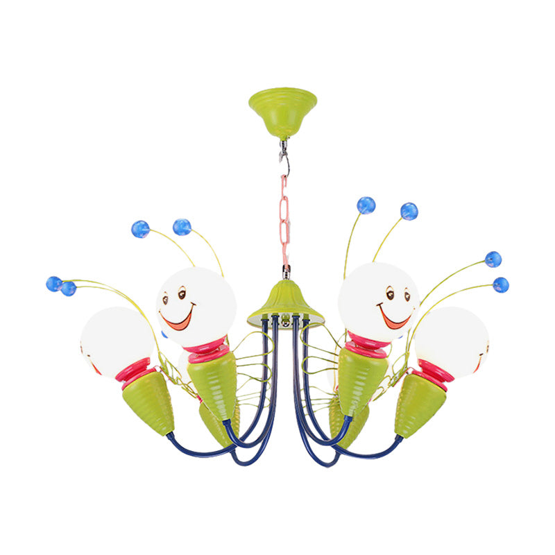 Little Caterpillar Kindergarten Chandelier Metal Cartoon Hanging Light in Green Clearhalo 'Ceiling Lights' 'Chandeliers' Lighting' options 193823