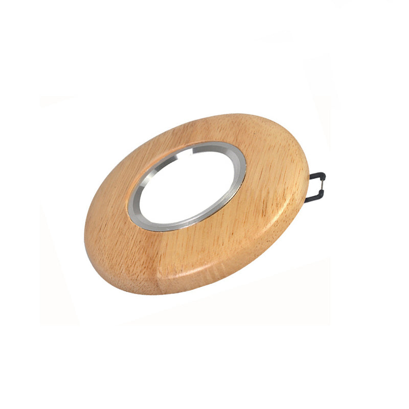 Mini Plate Shaped Flush Mount Light Simplicity Wood Living Room LED Ceiling Lamp in Warm/White Light Clearhalo 'Ceiling Lights' 'Close To Ceiling Lights' 'Close to ceiling' 'Flush mount' Lighting' 1938239