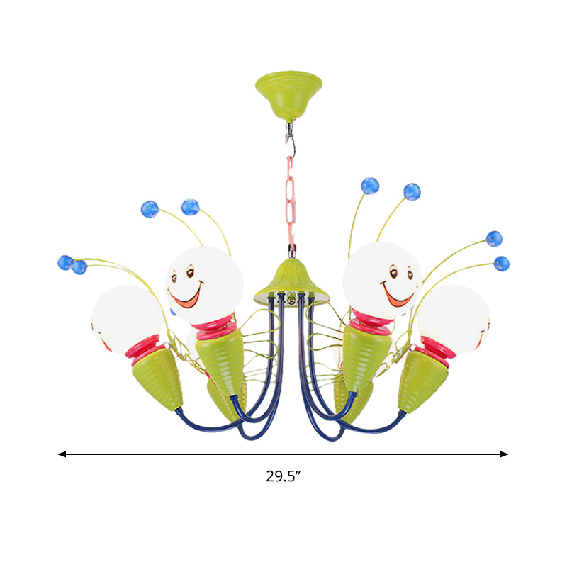 Little Caterpillar Kindergarten Chandelier Metal Cartoon Hanging Light in Green Clearhalo 'Ceiling Lights' 'Chandeliers' Lighting' options 193824