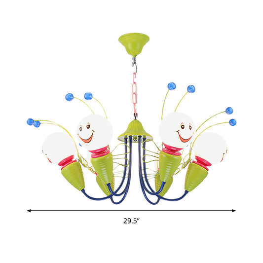 Little Caterpillar Kindergarten Chandelier Metal Cartoon Hanging Light in Green Clearhalo 'Ceiling Lights' 'Chandeliers' Lighting' options 193824