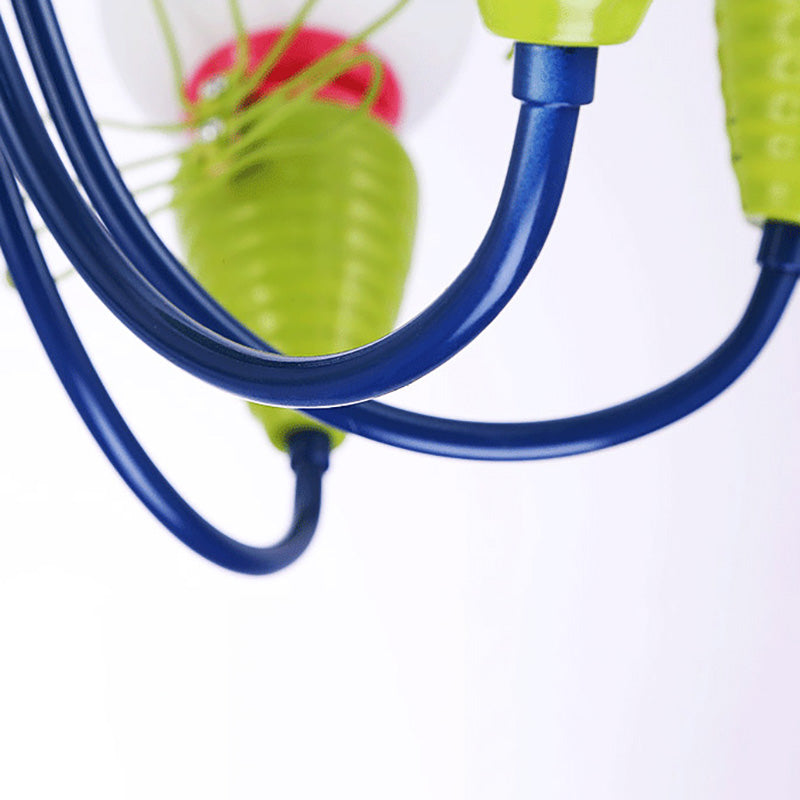 Little Caterpillar Kindergarten Chandelier Metal Cartoon Hanging Light in Green Clearhalo 'Ceiling Lights' 'Chandeliers' Lighting' options 193826