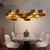 Modernism Beehive Suspension Light Wooden 6-Light Dining Room Chandelier Pendant in Brown Brown Clearhalo 'Ceiling Lights' 'Chandeliers' 'Modern Chandeliers' 'Modern' Lighting' 1938296