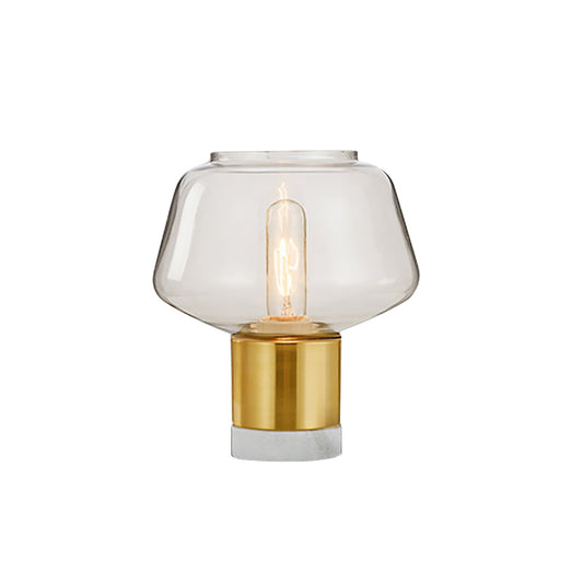 Postmodern Single-Bulb Night Lamp Gold Cylinder/Ball/Tapered Plug-in Table Light with Frosted White/Clear Glass Shade Clearhalo 'Lamps' 'Table Lamps' Lighting' 1938309