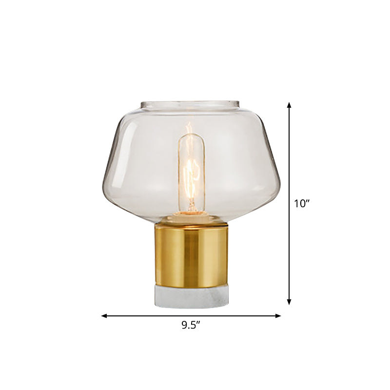 Postmodern Single-Bulb Night Lamp Gold Cylinder/Ball/Tapered Plug-in Table Light with Frosted White/Clear Glass Shade Clearhalo 'Lamps' 'Table Lamps' Lighting' 1938311