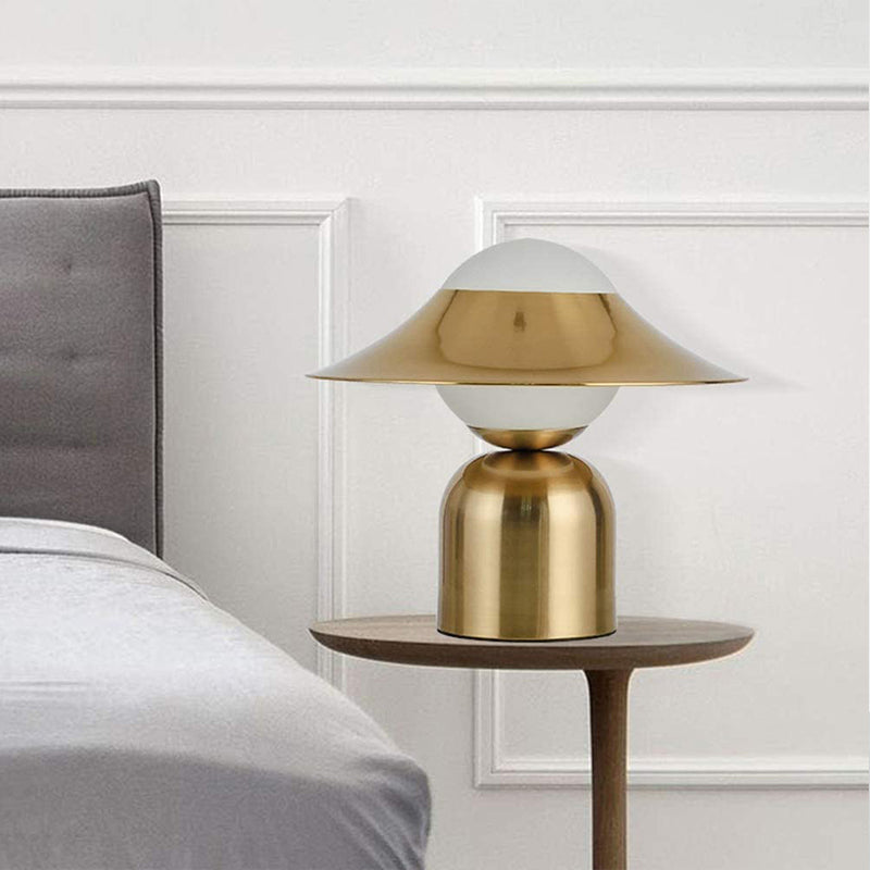 Postmodern Single-Bulb Night Lamp Gold Cylinder/Ball/Tapered Plug-in Table Light with Frosted White/Clear Glass Shade Clearhalo 'Lamps' 'Table Lamps' Lighting' 1938313