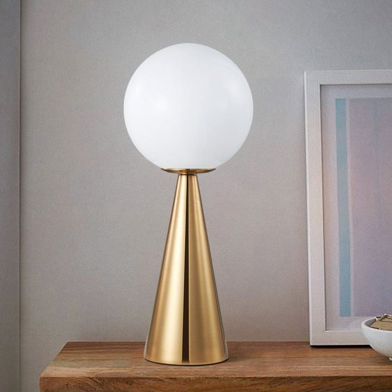 Postmodern Single-Bulb Night Lamp Gold Cylinder/Ball/Tapered Plug-in Table Light with Frosted White/Clear Glass Shade Gold E without Remote Clearhalo 'Lamps' 'Table Lamps' Lighting' 1938317