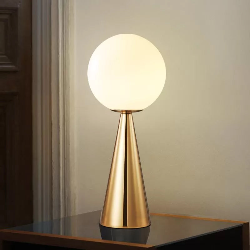 Postmodern Single-Bulb Night Lamp Gold Cylinder/Ball/Tapered Plug-in Table Light with Frosted White/Clear Glass Shade Clearhalo 'Lamps' 'Table Lamps' Lighting' 1938318