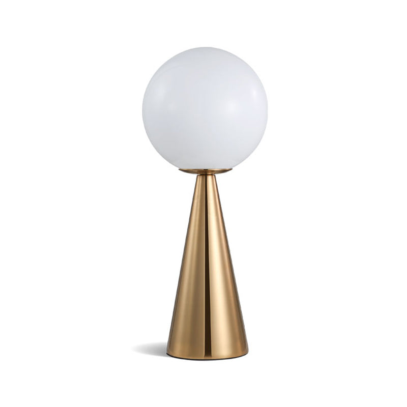 Postmodern Single-Bulb Night Lamp Gold Cylinder/Ball/Tapered Plug-in Table Light with Frosted White/Clear Glass Shade Clearhalo 'Lamps' 'Table Lamps' Lighting' 1938320