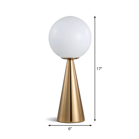 Postmodern Single-Bulb Night Lamp Gold Cylinder/Ball/Tapered Plug-in Table Light with Frosted White/Clear Glass Shade Clearhalo 'Lamps' 'Table Lamps' Lighting' 1938321
