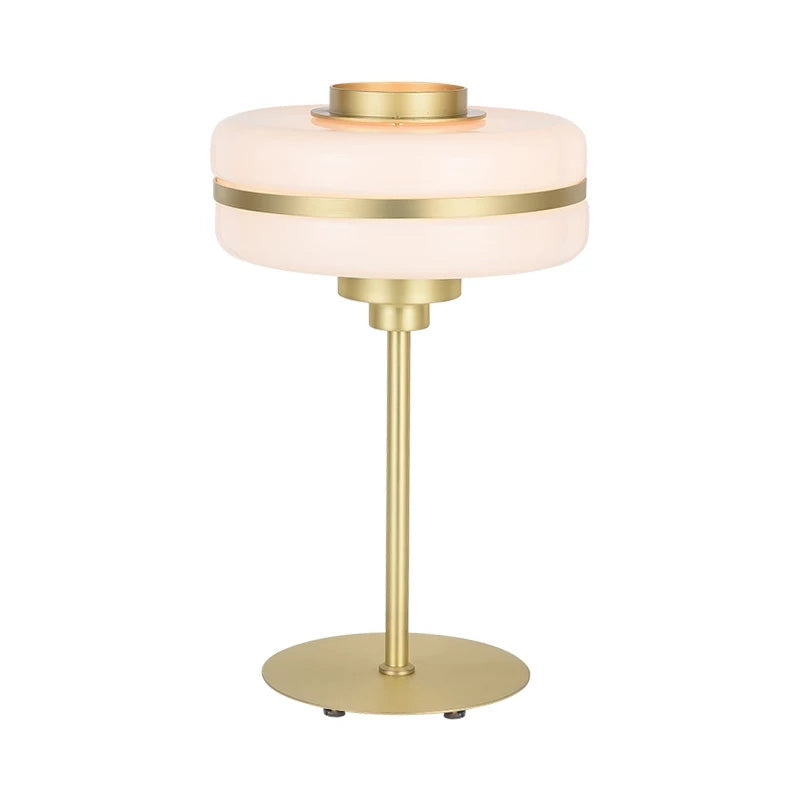 Postmodern Single-Bulb Night Lamp Gold Cylinder/Ball/Tapered Plug-in Table Light with Frosted White/Clear Glass Shade Clearhalo 'Lamps' 'Table Lamps' Lighting' 1938325
