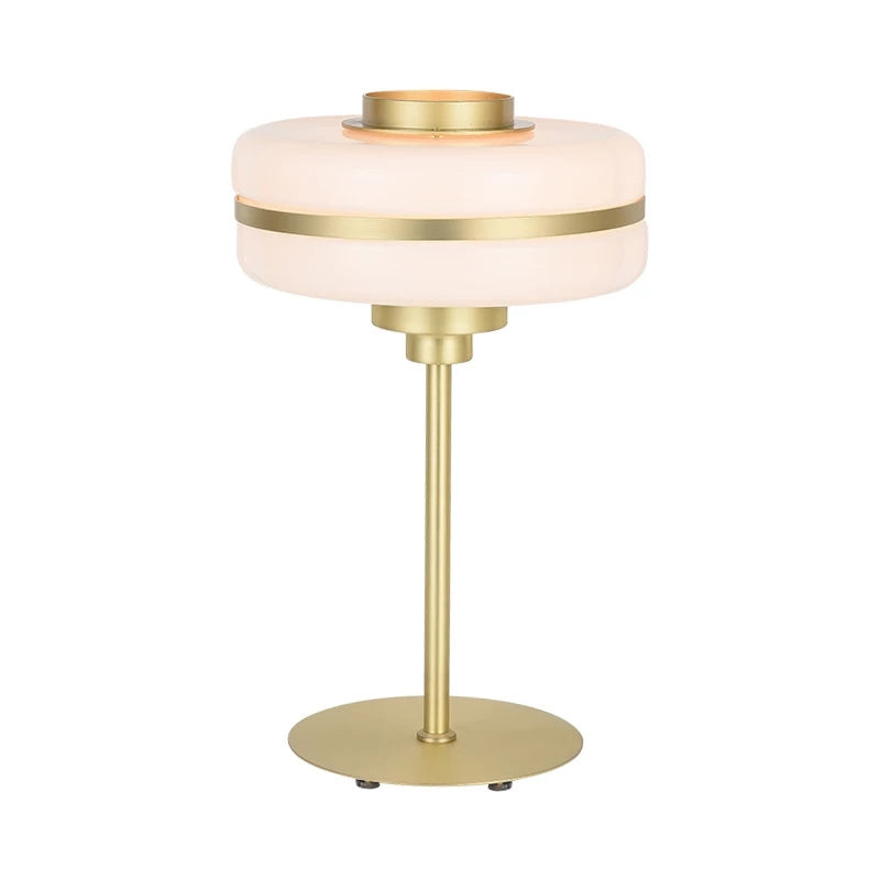 Postmodern Single-Bulb Night Lamp Gold Cylinder/Ball/Tapered Plug-in Table Light with Frosted White/Clear Glass Shade Clearhalo 'Lamps' 'Table Lamps' Lighting' 1938325