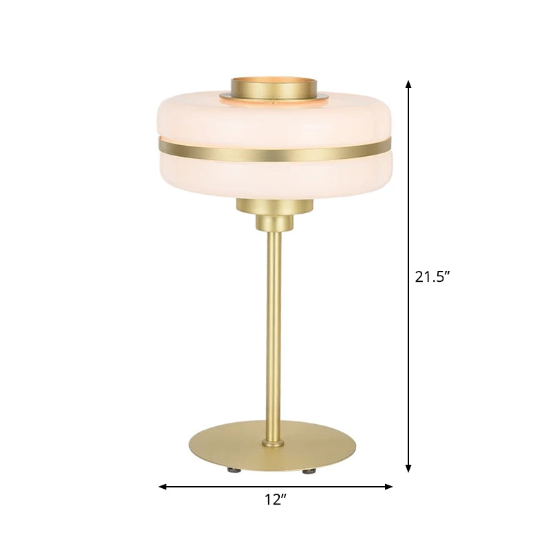 Postmodern Single-Bulb Night Lamp Gold Cylinder/Ball/Tapered Plug-in Table Light with Frosted White/Clear Glass Shade Clearhalo 'Lamps' 'Table Lamps' Lighting' 1938326