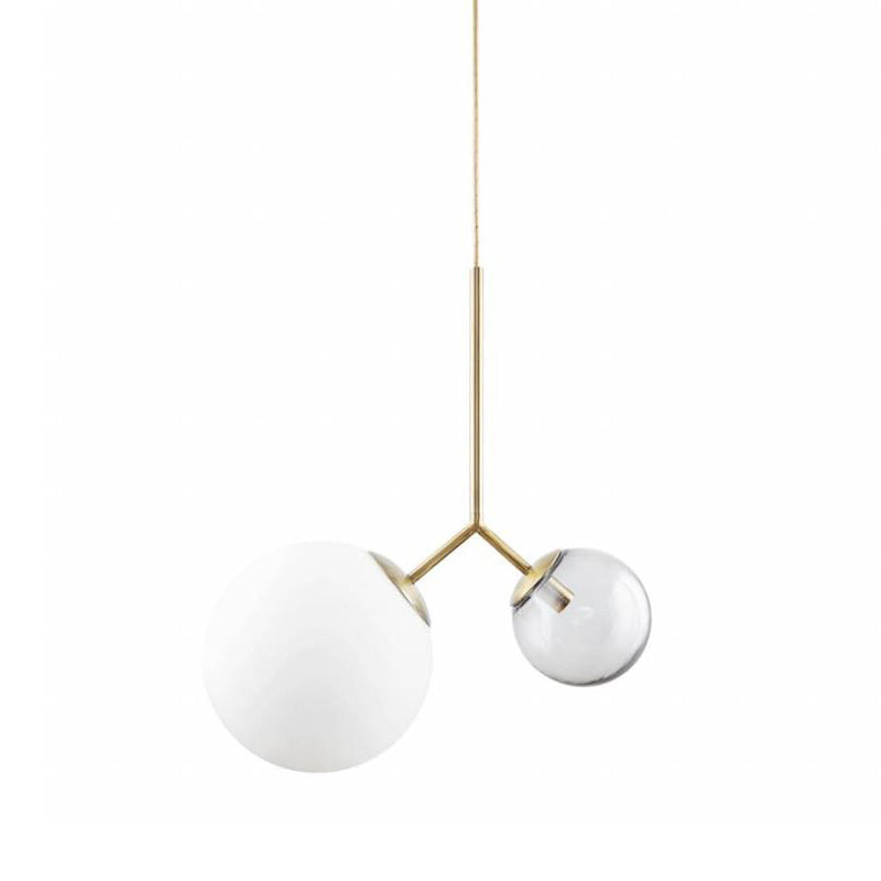 Bifurcated Bedside Pendant Chandelier Ombre Blue and Milk Glass 2 Heads Postmodern Pendant Light in Gold Clearhalo 'Ceiling Lights' 'Chandeliers' 'Modern Chandeliers' 'Modern' Lighting' 1938365