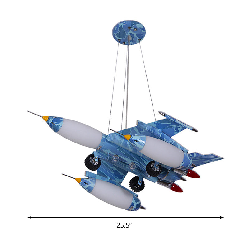 Cool Fighter Airplane Chandelier Modern Metal Hanging Light in Blue for Nursing Room Clearhalo 'Ceiling Lights' 'Chandeliers' Lighting' options 193838