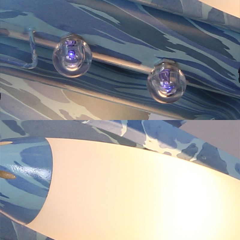Cool Fighter Airplane Chandelier Modern Metal Hanging Light in Blue for Nursing Room Clearhalo 'Ceiling Lights' 'Chandeliers' Lighting' options 193839