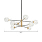 Postmodern 6/8 Lights Chandelier Lighting Black and Gold Branch Pendant Lamp with Ball Dual Clear Glass Shade Clearhalo 'Ceiling Lights' 'Chandeliers' 'Modern Chandeliers' 'Modern' Lighting' 1938395