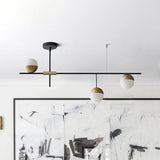 1/3-Tier Hanging Chandelier Postmodern Cream Ball Glass 3/9 Bulbs Black and Gold Ceiling Suspension Lamp Clearhalo 'Ceiling Lights' 'Chandeliers' 'Modern Chandeliers' 'Modern' Lighting' 1938422