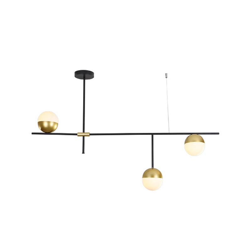 1/3-Tier Hanging Chandelier Postmodern Cream Ball Glass 3/9 Bulbs Black and Gold Ceiling Suspension Lamp Clearhalo 'Ceiling Lights' 'Chandeliers' 'Modern Chandeliers' 'Modern' Lighting' 1938423