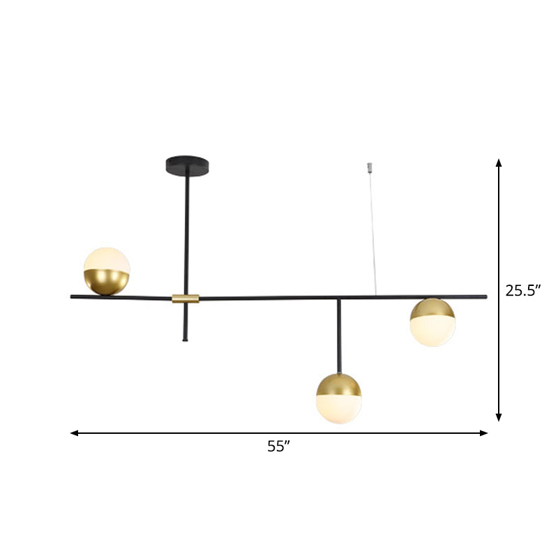 1/3-Tier Hanging Chandelier Postmodern Cream Ball Glass 3/9 Bulbs Black and Gold Ceiling Suspension Lamp Clearhalo 'Ceiling Lights' 'Chandeliers' 'Modern Chandeliers' 'Modern' Lighting' 1938424