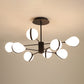 Black Droplet Shade Ceiling Hang Light Modern 6/8/10 Heads Cream Glass Chandelier in Warm/White Light Clearhalo 'Ceiling Lights' 'Chandeliers' 'Modern Chandeliers' 'Modern' Lighting' 1938465