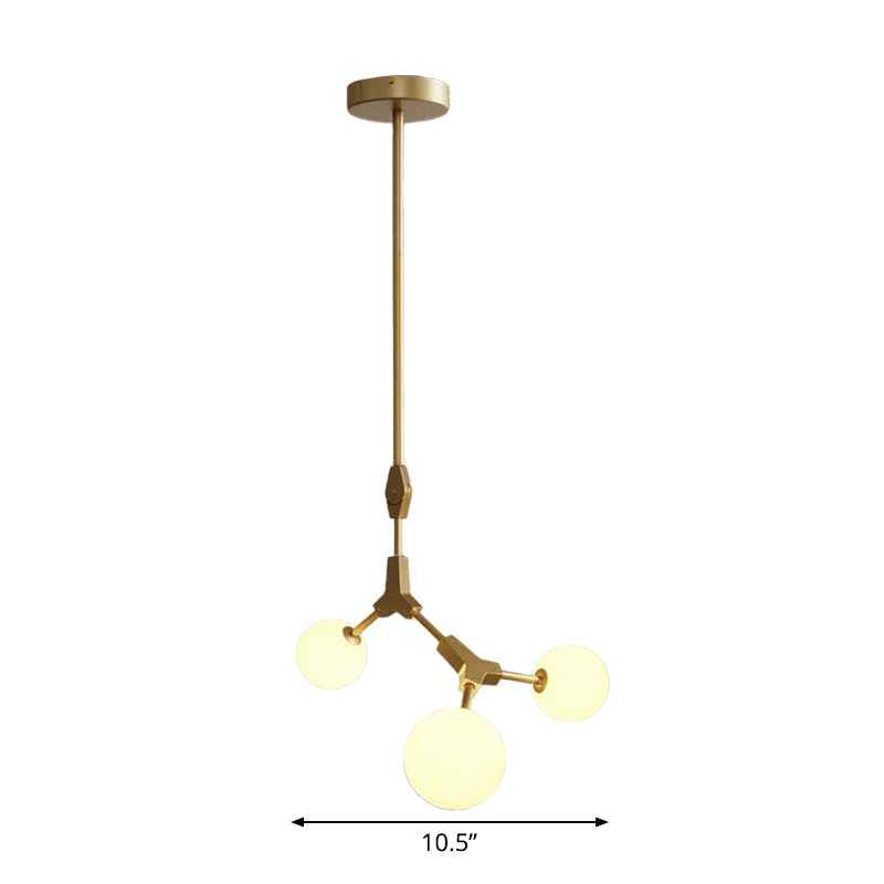 Molecular Chandelier Post-Modern Opal Orb Glass 3/5/7 Lights Sitting Room Hanging Light Fixture in Gold Clearhalo 'Ceiling Lights' 'Chandeliers' 'Modern Chandeliers' 'Modern' Lighting' 1938487