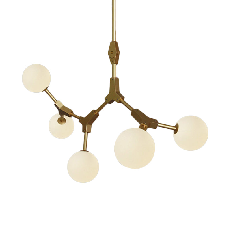 Molecular Chandelier Post-Modern Opal Orb Glass 3/5/7 Lights Sitting Room Hanging Light Fixture in Gold Clearhalo 'Ceiling Lights' 'Chandeliers' 'Modern Chandeliers' 'Modern' Lighting' 1938496