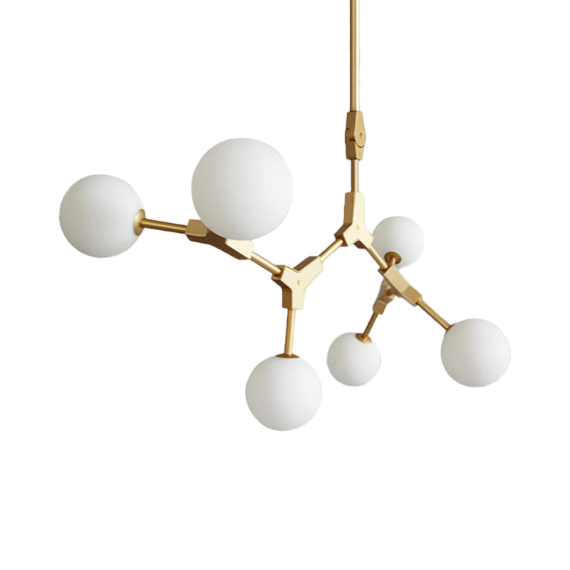 Molecular Chandelier Post-Modern Opal Orb Glass 3/5/7 Lights Sitting Room Hanging Light Fixture in Gold Clearhalo 'Ceiling Lights' 'Chandeliers' 'Modern Chandeliers' 'Modern' Lighting' 1938500