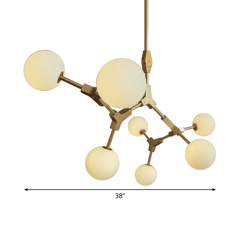 Molecular Chandelier Post-Modern Opal Orb Glass 3/5/7 Lights Sitting Room Hanging Light Fixture in Gold Clearhalo 'Ceiling Lights' 'Chandeliers' 'Modern Chandeliers' 'Modern' Lighting' 1938507