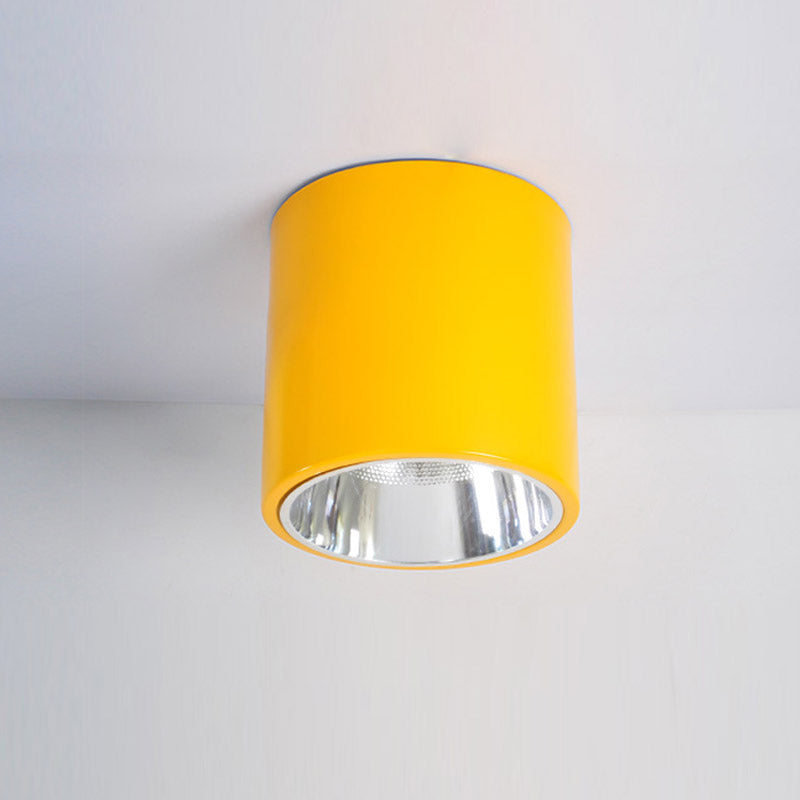 Cylinder Cloth Shop Down Light Metallic 1 Head Commercial Ceiling Mount Light Clearhalo 'Ceiling Lights' 'Close To Ceiling Lights' 'Close to ceiling' 'Flush mount' Lighting' 193923