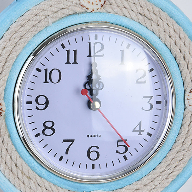 Child Bedroom Anchor Rudder Wall Light with Clock Wood Nautical Stylish Blue Wall Lamp Clearhalo 'Wall Lamps & Sconces' 'Wall Lights' Lighting' 194059