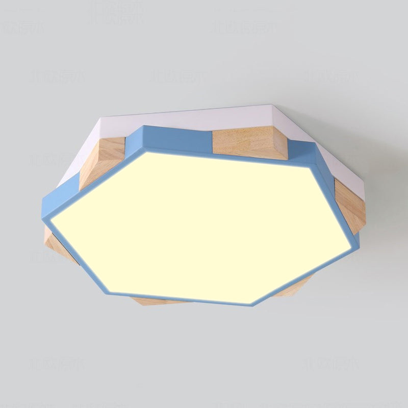 Nordic Style Pentagon Flushmount Light Acrylic Metal Ceiling Lamp for Study Room Corridor Blue Warm Clearhalo 'Ceiling Lights' 'Close To Ceiling Lights' 'Close to ceiling' 'Flush mount' Lighting' 194069
