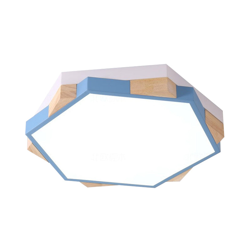 Nordic Style Pentagon Flushmount Light Acrylic Metal Ceiling Lamp for Study Room Corridor Clearhalo 'Ceiling Lights' 'Close To Ceiling Lights' 'Close to ceiling' 'Flush mount' Lighting' 194070