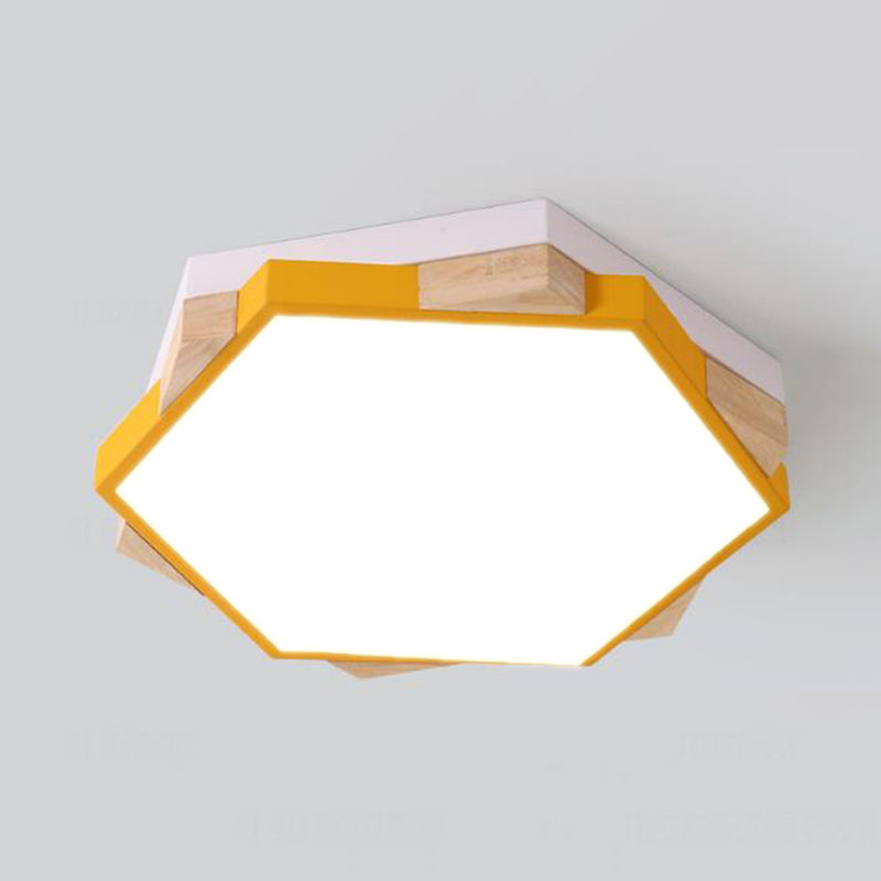 Nordic Style Pentagon Flushmount Light Acrylic Metal Ceiling Lamp for Study Room Corridor Yellow Clearhalo 'Ceiling Lights' 'Close To Ceiling Lights' 'Close to ceiling' 'Flush mount' Lighting' 194071