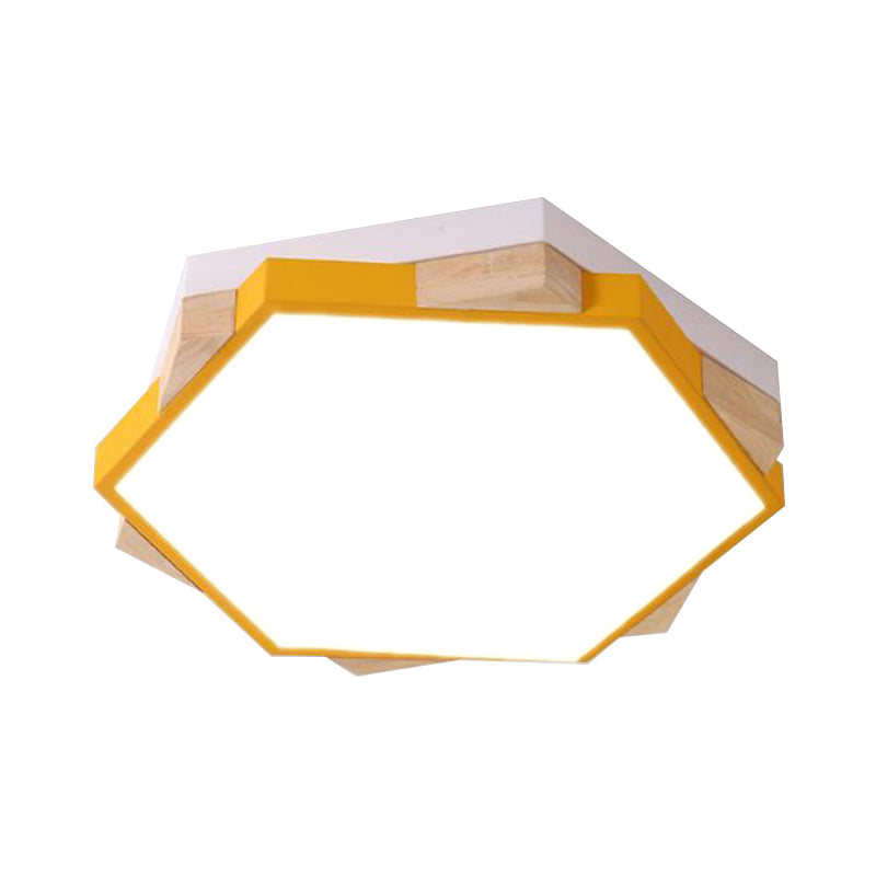 Nordic Style Pentagon Flushmount Light Acrylic Metal Ceiling Lamp for Study Room Corridor Clearhalo 'Ceiling Lights' 'Close To Ceiling Lights' 'Close to ceiling' 'Flush mount' Lighting' 194072